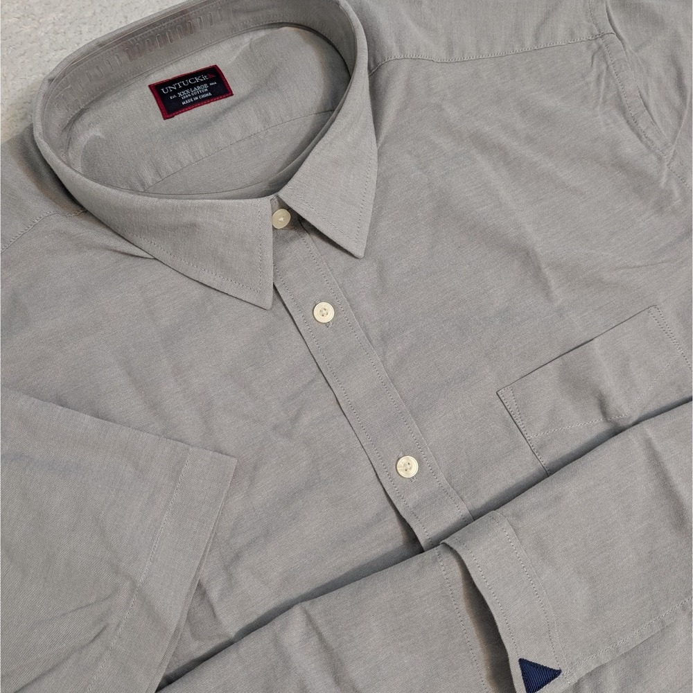 NEW! UNTUCKit Mens‎ Bual Short Sleeve Button Up Shirt 3XL Regular Gray Cotton.